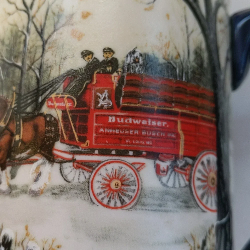 Vintage 1990 Budweiser Handcrafted Clydesdale Stein Beer Mug w/Handle - Picture 12 of 15